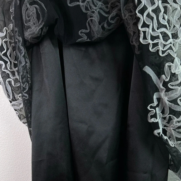 Adrianna Papell Boutique Midi Cocktail Dress (6) Black with White Floral Ruffles - Picture 8 of 9